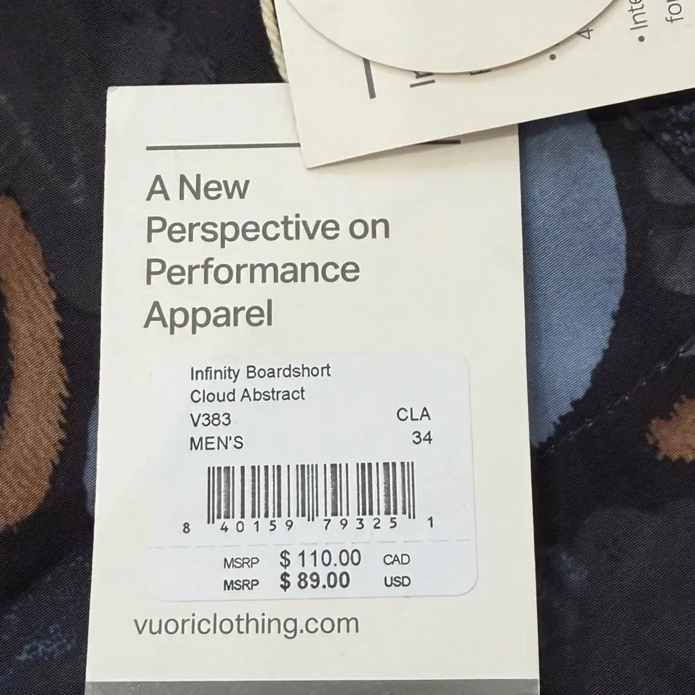 Vuori Infinity Board Shorts Men's 34 NWT